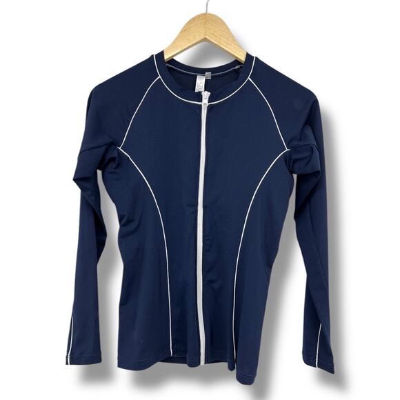 Azura Pool Surf Ryder Rash Vest Navy Blue White Trim Long Sleeve Rash Guard 6 - Picture 3 of 10